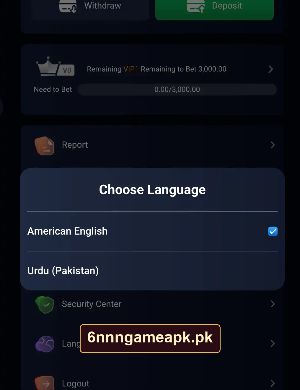 6NNN English and Urdu language settings